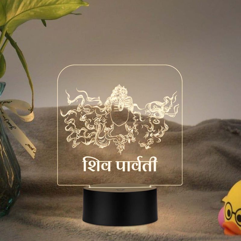 3D Illusion Lord Shiva Parvati Led Night lamp with Warm White Light Home Decoration lamp